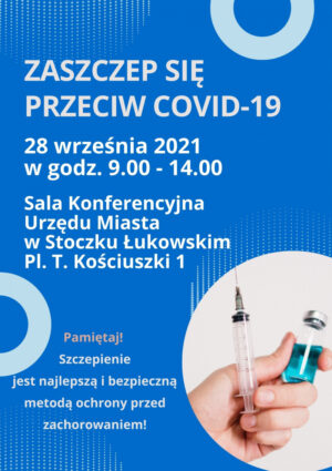 Miniaturka artykułu Szczepienia przeciw COVID-19 w Urzędzie Miasta w dniu 28 września w godzinach od 9.00 do 14.00